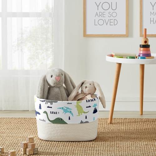 Mod Dinosaur Blue and Green Woven Rope Storage Basket - alt image 1