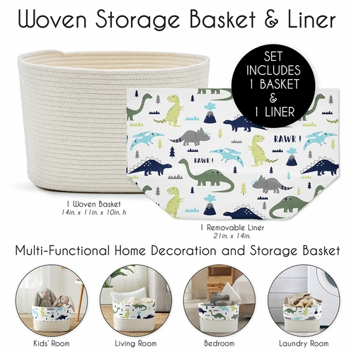 Mod Dinosaur Blue and Green Woven Rope Storage Basket - alt image 4