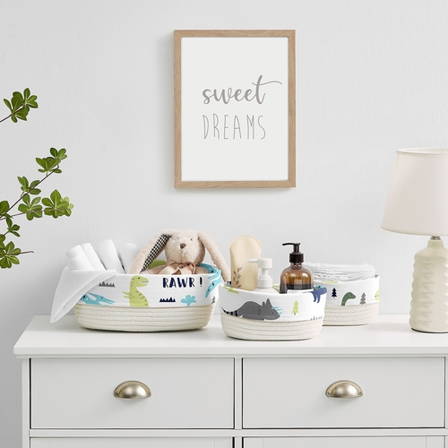 Mod Dinosaur Blue and Green Woven Storage Basket Set - alt image 1