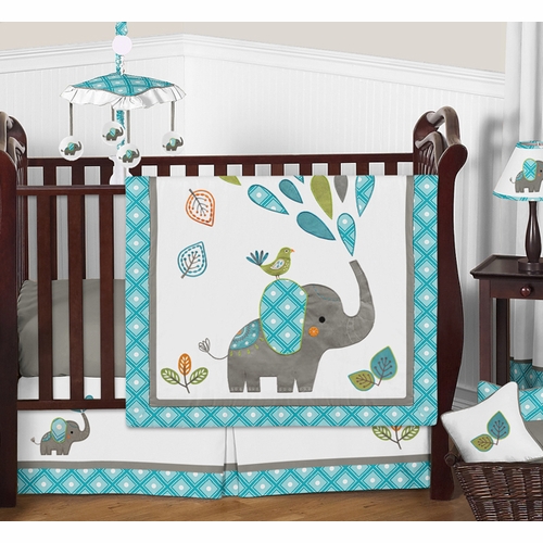 Mod Elephant 11 Piece Bumperless Crib Bedding Collection
