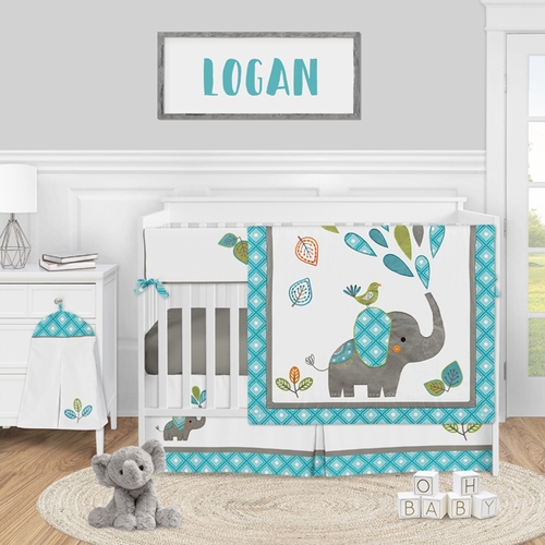 Mod Elephant Collection 5 Piece Crib Bedding