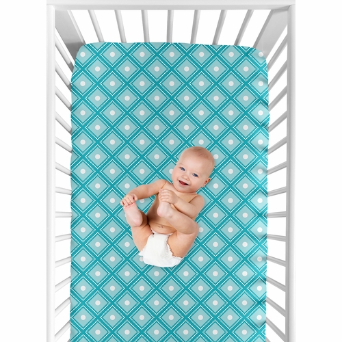 Mod Elephant Collection Crib Sheet - Diamond Print - alt image 3