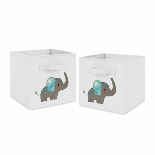 Mod Elephant Collection Foldable Fabric Storage Bins - Set of 2