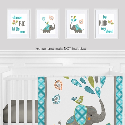 Mod Elephant Collection Wall Art Prints - Set of 4 - alt image 1