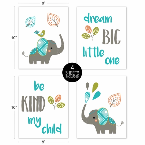 Mod Elephant Collection Wall Art Prints - Set of 4 - alt image 4