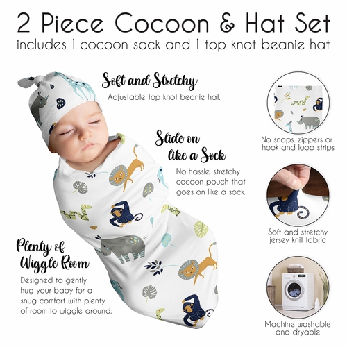 Mod Jungle Collection Baby Cocoon and Beanie Hat - 2 Piece Set - alt image 5