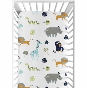 Mod Jungle Collection Crib Sheet - Safari Animal Print