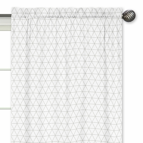 Mod Jungle Collection Grey and White Triangle Print Window Panels - Set of 2 - alt image 2