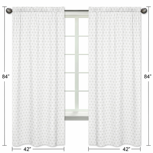Mod Jungle Collection Grey and White Triangle Print Window Panels - Set of 2 - alt image 4