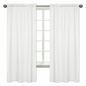 Mod Jungle Collection Grey and White Triangle Print Window Panels - Set of 2