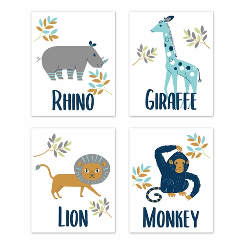 Mod Jungle Collection Wall Art Prints - Set of 4