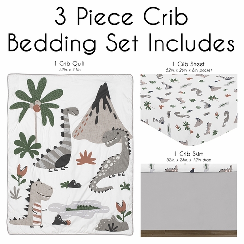 Modern Dinosaurs Collection 3 Piece Crib Bedding - alt image 1