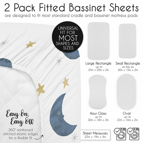 Moon Bear Collection 2 Pack Baby Bassinet Fitted Sheets - alt image 5