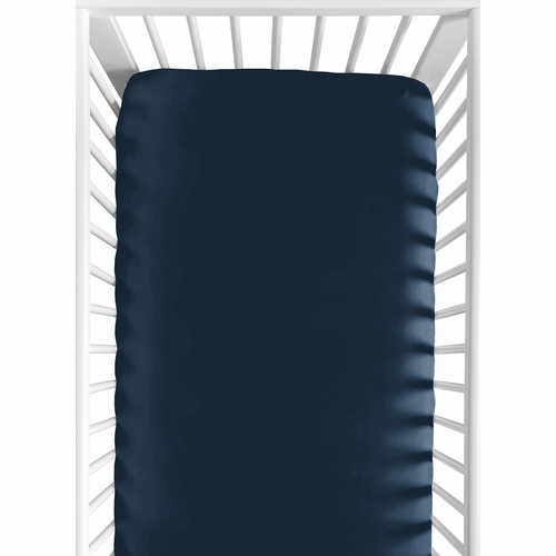 Moon Bear Collection Crib Sheet - Solid Navy Blue