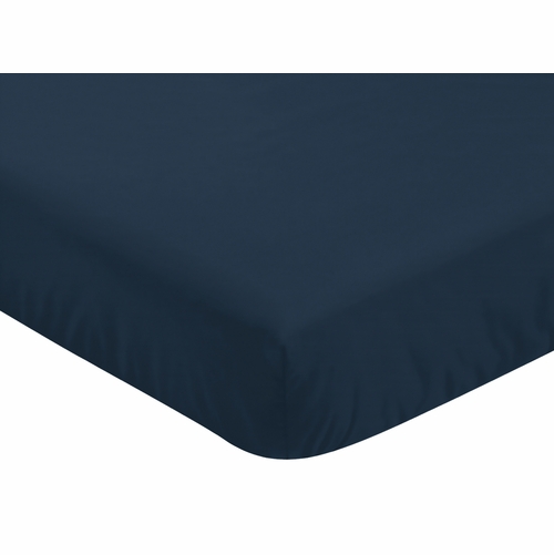 Moon Bear Collection Crib Sheet - Solid Navy Blue - alt image 2