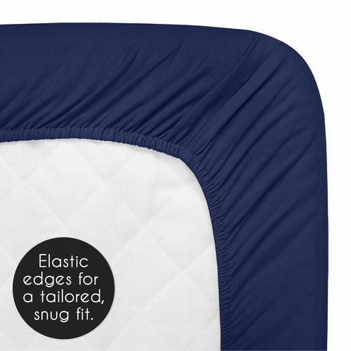 Moon Bear Collection Crib Sheet - Solid Navy Blue - alt image 4