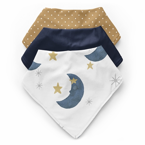 Moon Bear Collection Fabric Bandana Baby Bibs - 3 Pack Set