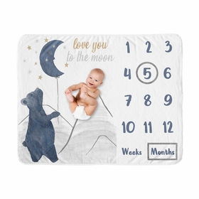 Moon Bear Collection Monthly Milestone Baby Blanket