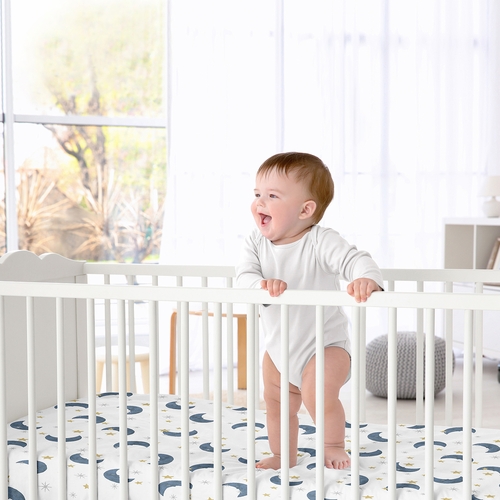 Moon Bear Collection Satin Fitted Crib Sheet - alt image 3