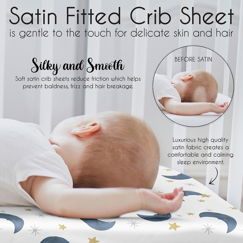Moon Bear Collection Satin Fitted Crib Sheet - alt image 4