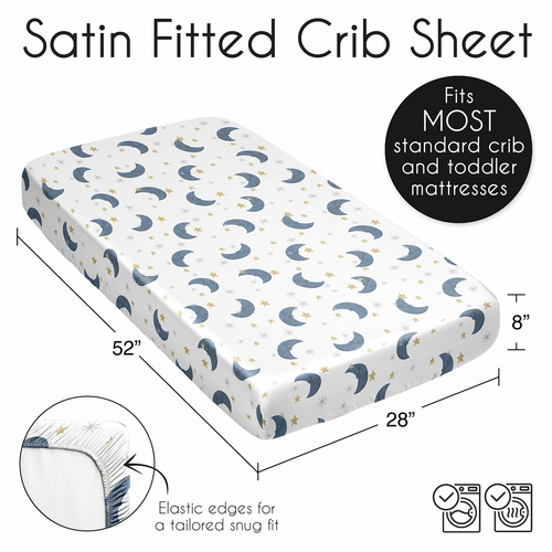 Moon Bear Collection Satin Fitted Crib Sheet - alt image 5