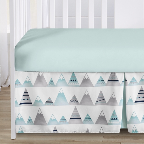 Mountains Grey and Aqua 4 Piece Bumperless Crib Bedding Collection - alt image 3