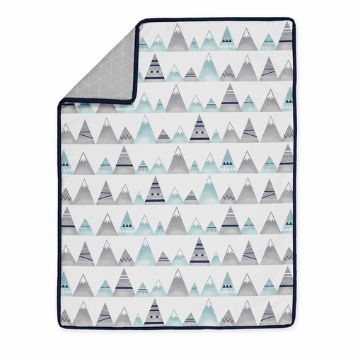 Mountains Grey and Aqua Collection 5 Piece Crib Bedding - alt image 2