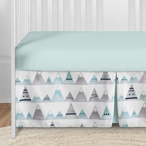 Mountains Grey and Aqua Collection 5 Piece Crib Bedding - alt image 4