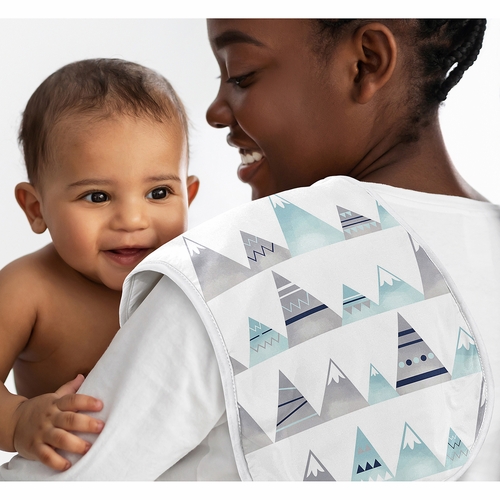 Mountains Grey and Aqua Collection Absorbent Burp Cloths - 3 Pack Set - alt image 1