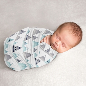 Mountains Grey And Aqua Collection Baby Swaddle Blanket