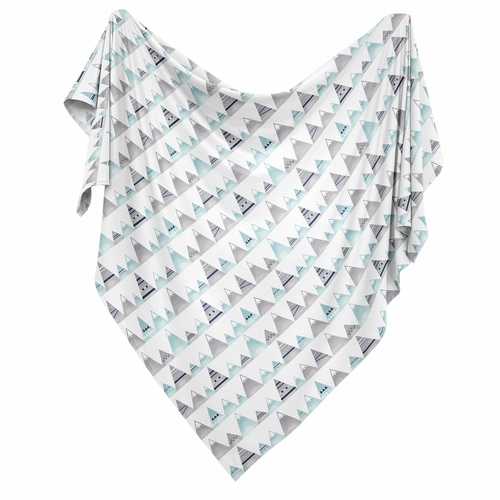 Mountains Grey And Aqua Collection Baby Swaddle Blanket - alt image 1