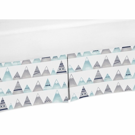 Mountains Grey and Aqua Collection Crib Bed Skirt