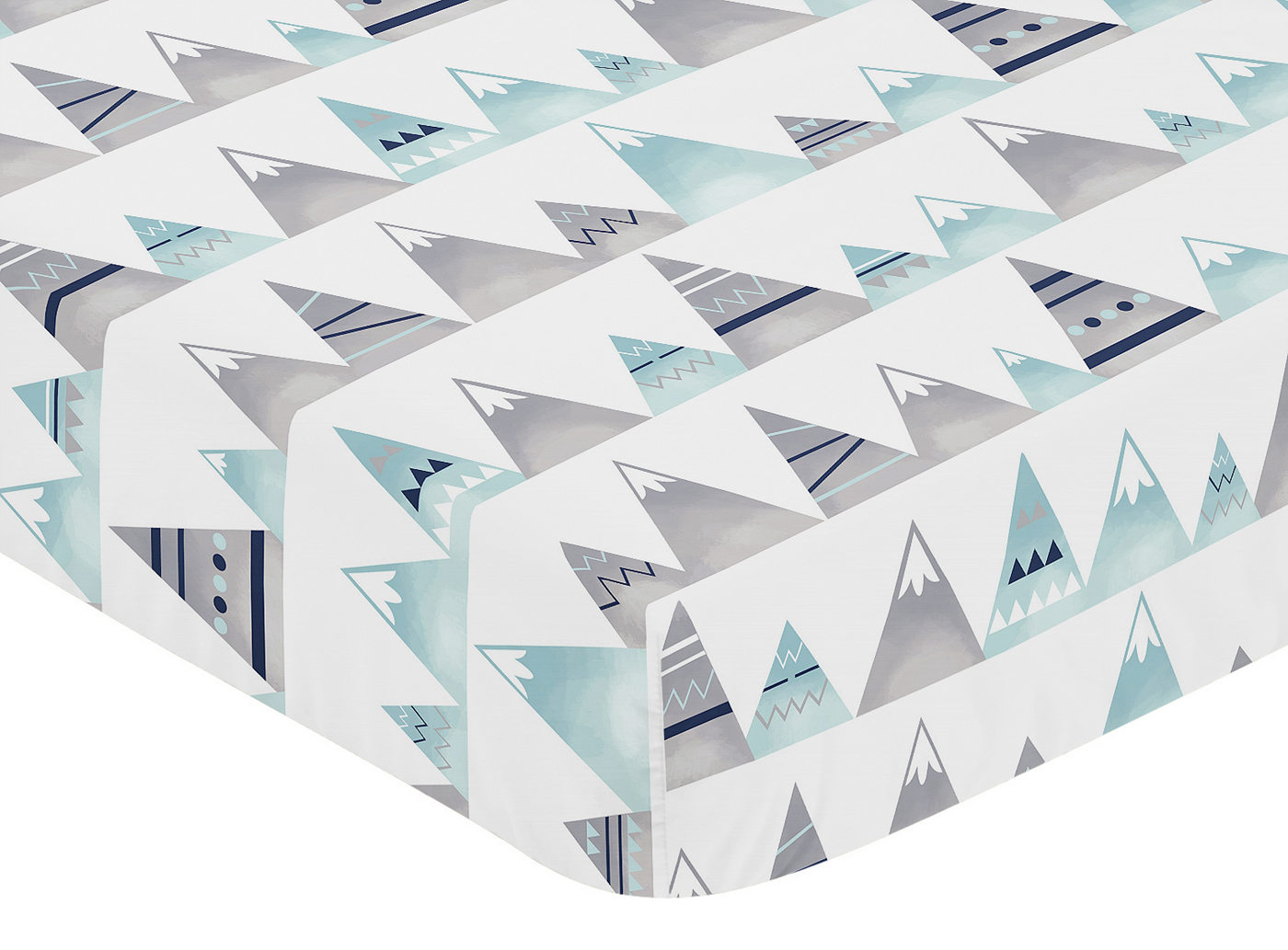 Mountains Grey and Aqua Collection Crib Sheet Mountain Print