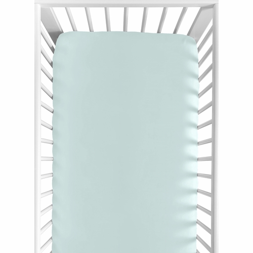 Mountains Grey and Aqua Collection Crib Sheet - Solid Aqua
