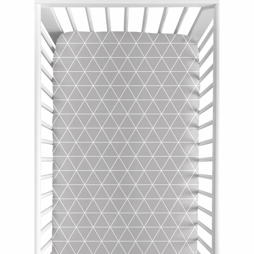 Mountains Grey and Aqua Collection Crib Sheet - Triangle Print