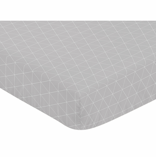 Mountains Grey and Aqua Collection Crib Sheet - Triangle Print - alt image 2