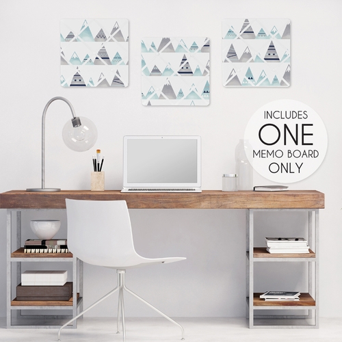 Mountains Grey and Aqua Collection Fabric Memo Board - alt image 1