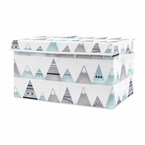 Mountains Grey and Aqua Collection Fabric Toy Bin Storage