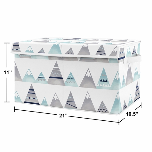 Mountains Grey and Aqua Collection Fabric Toy Bin Storage - alt image 1