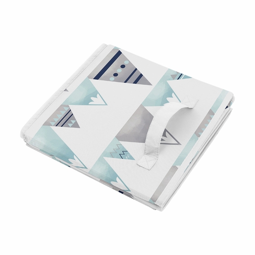 Mountains Grey and Aqua Collection Fabric Toy Bin Storage - alt image 2