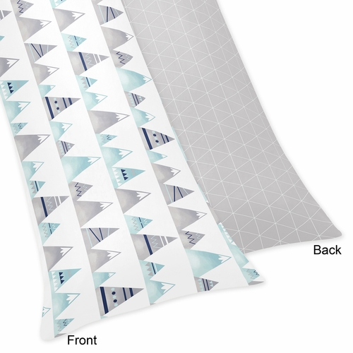 Mountains Grey and Aqua Collection Full Length Body Pillow Cover