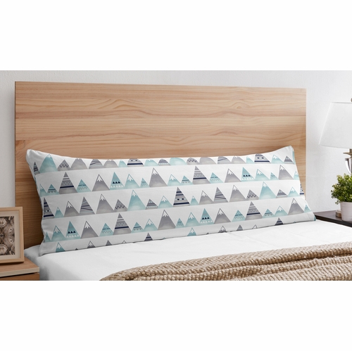 Mountains Grey and Aqua Collection Full Length Body Pillow Cover - alt image 1