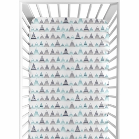 Mountains Grey And Aqua Collection Jersey Knit Crib Sheet