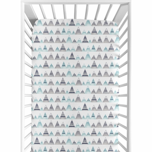 Mountains Grey And Aqua Collection Jersey Knit Crib Sheet
