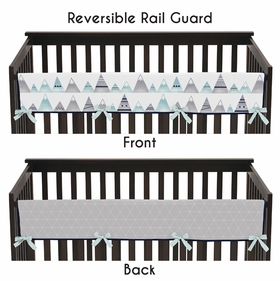 Mountains Grey and Aqua Collection Long Rail Guard Cover