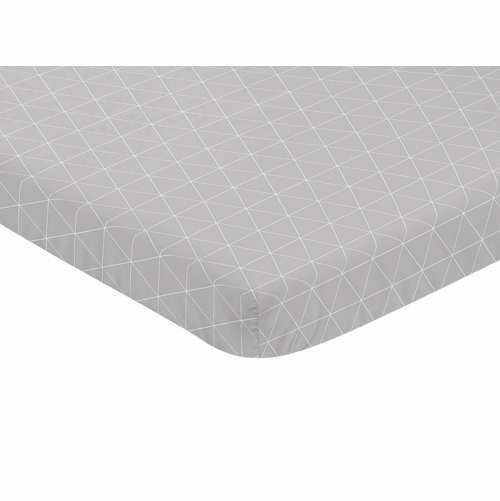 Mountains Grey and Aqua Collection Mini Crib Sheet - Triangle Print