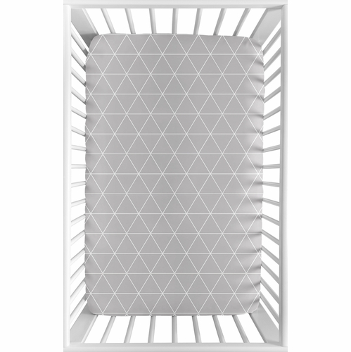 Mountains Grey and Aqua Collection Mini Crib Sheet - Triangle Print - alt image 1