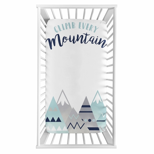 Mountains Grey and Aqua Collection Photo Op Crib Sheet - alt image 1