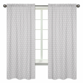 Mountains Grey and Aqua Collection Triangle Window Panels for - Set of 2