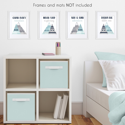 Mountains Grey and Aqua Collection  Wall Art Prints - Set of 4 - alt image 2